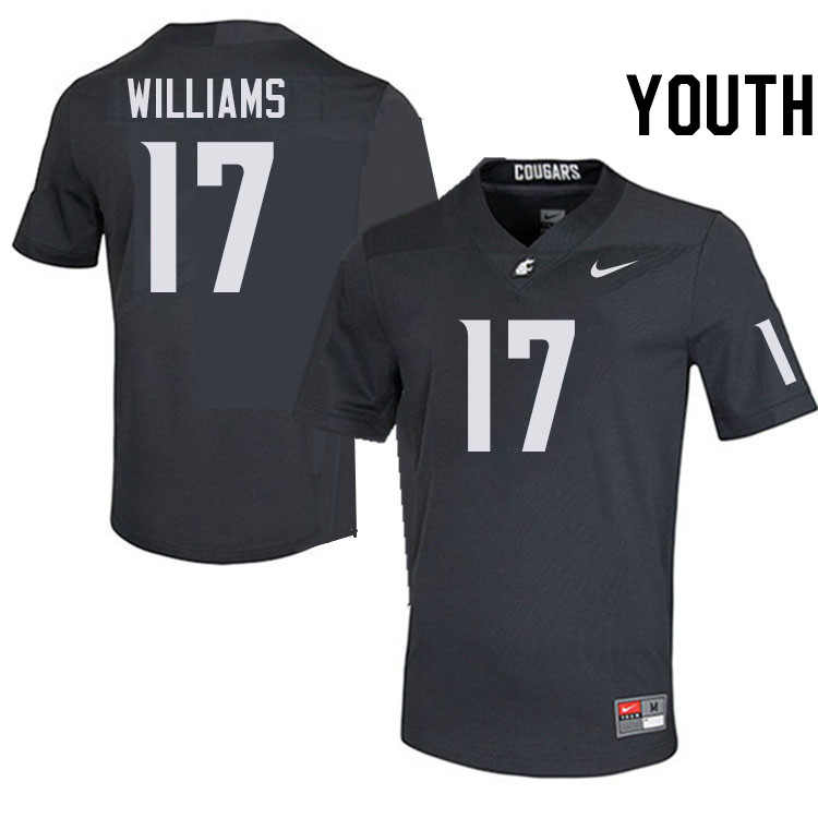 Youth #17 King Williams Washington State Cougars College Football Jerseys Stitched-Charcoal